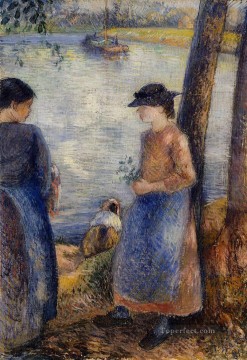 Camille Pissarro Painting - junto al agua 1881 Camille Pissarro